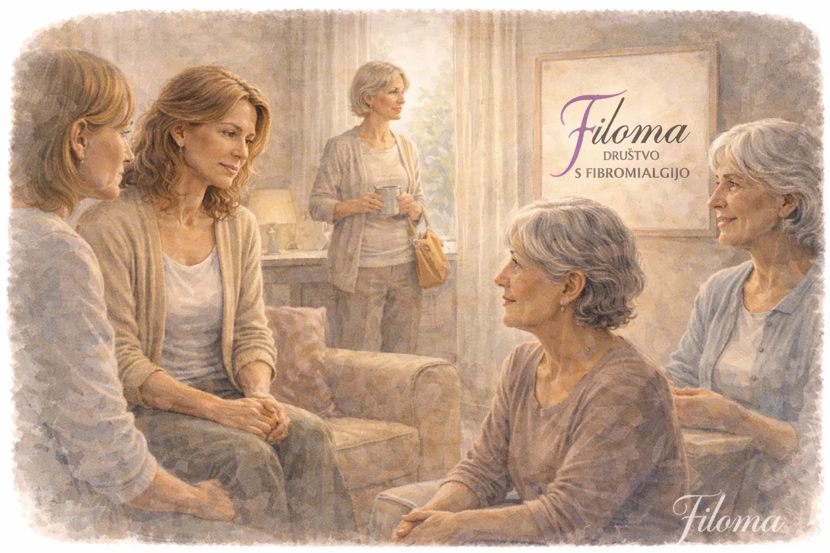 Ljudje sedijo skupaj v podporni skupini za fibromialgijo